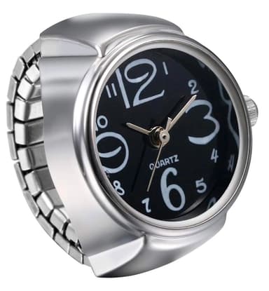 GAUEIOUR Mini Watch Ring, Circular Creative Elastic Quartz Jewelry, Arabic Numeral Dial, Black - Sold by Aiximei Co., Ltd / FBA - Amazon