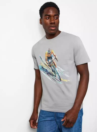 Grey Cycling Graphic Cotton Men's T-Shirt Sizes M-3XL (S £5.25) + Free C&C - Argos