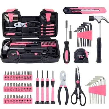Pink Tool Kit 58 Piece, General Household DIY Tool Kit Set - Sold by Supobadiuk / FBA - Amazon