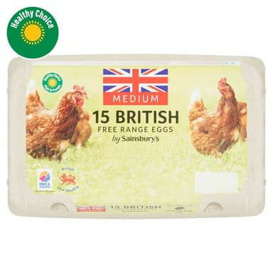 Sainsbury's Free Range British Eggs Medium x15 - Nectar Price - Sainsbury's