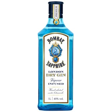 Bombay Sapphire London Dry Gin, 10 Botanicals, 40% ABV, 100cl | 1 Litre - Amazon