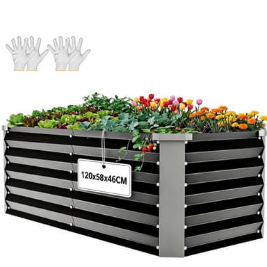 YITAHOME Raised Garden Bed 120x58x46cm,Outdoor Plant Galvanised Steel Sheet | With Safety Rubber, Black - Amazon