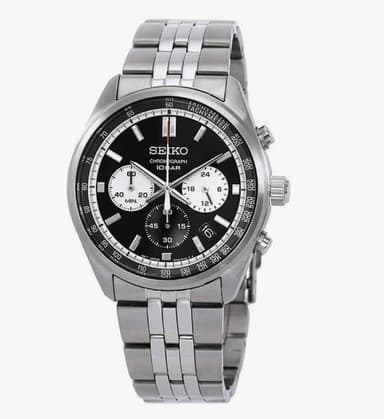 Seiko Chronograph Stainless Steel Black Dial Quartz SSB429P1 100M Men's Watch - Creation Watches