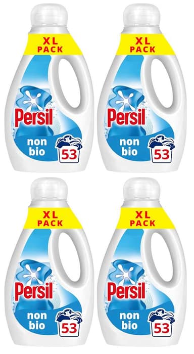 4 x Persil Non Bio Laundry Washing Liquid Detergent 53 washes (1.431 L) - £4.80 per bottle - 9.1p per wash (Clubcard price - online) - Tesco