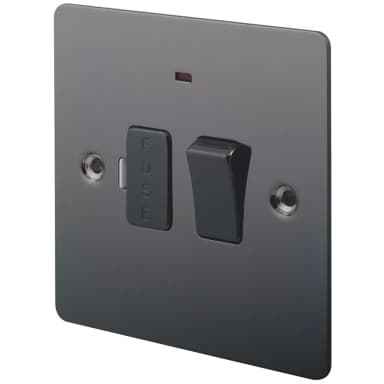 LAP 13A Switched Fused Spur with LED Black Nickel with Black Inserts (free C&C) - Screwfix