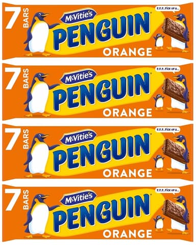 4 x McVitie's Penguin Orange Biscuit Bar, 7 x 24.6 g Bars (£3.25 / £2.78 on S&S) - Amazon