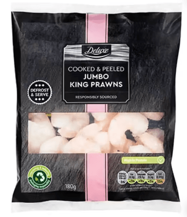 Deluxe Cooked & Peeled Jumbo King Prawns 180g Lidl Plus - Lidl