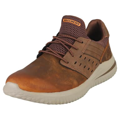 Skechers Delson 3.0 Ezra Mens Casual Trainers in Dark Brown - Sizes 6.5, 7, 7.5, 9, 9.5 - Amazon