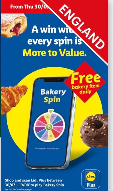 Lidl Spin to Win - Free Bakery Item with Every Purchase via Lidl Plus App - Lidl