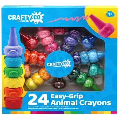 Crafty Co. Easy-Grip Animal Crayons Set 24 Piece (Stackable) - Free Click & Collect Only - Smyths