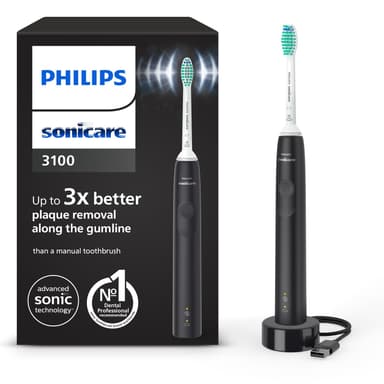 Philips Sonicare 3100 Series Electric Toothbrush, Sonic Toothbrush, Pressure Sensor and Timer, Black, HX3671/14 - Amazon