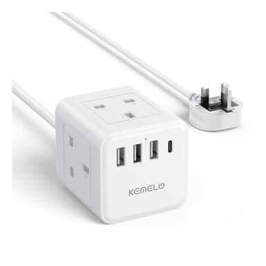 Cube Extension Lead with 4 USB Slots, Kemelo 4 Way (13A/3250W) Multi Plug - With Applied Voucher - Sold by SPEER GUMPPENBERG / FBA - Amazon