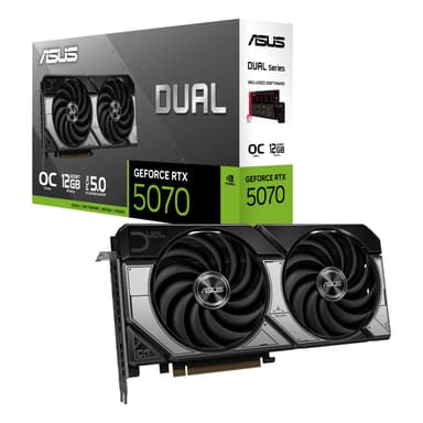 ASUS RTX 5070 Dual OC Graphics Card, 12GB DDR7, HDMI, 3 DP, 2572MHz Clock, Overclocked, Compact SFF-Ready - Amazon