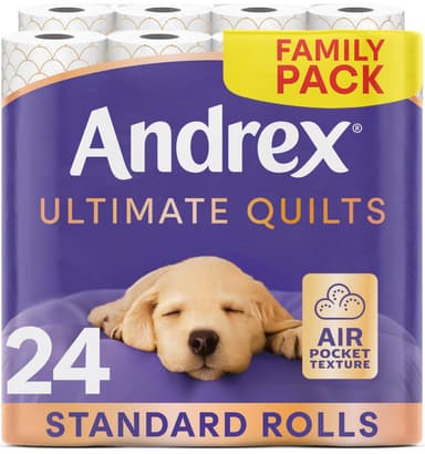 Andrex Ultimate Quilt Toilet Roll - 24 Toilet Rolls 4x6, 3-Ply Bulk Buy, Soft, Thick Sheets, FSC Certified - Amazon