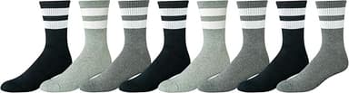 Amazon Essentials Men's Retro Stripe Crew Socks, 8 Pairs (12-14) - Amazon