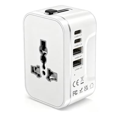Universal Travel Adapter Worldwide 2 USB C & 2 USB A Ports, UK to Europe Dual 8A Fuses, sold by ZXSHOP FBA - Amazon