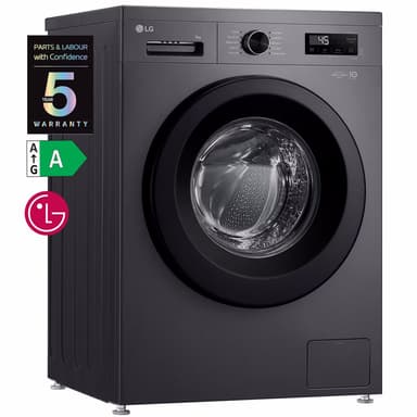 LG 9kg Inverter Direct Drive 1400rpm Steam Washing Machine, Grey or Black + 5 Year Warranty - W/LG Membership Signup + LG Referral Code - LG Electronics