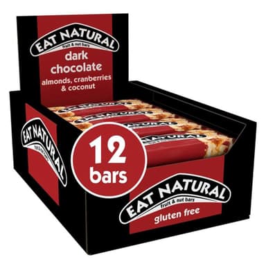 Eat Natural Gluten Free Cereal Bars - Cranberries, Almonds, Coconut and Dark Chocolate - 12x40g - Amazon