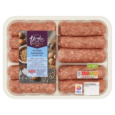 Sainsbury's Pork Sausages, Taste the Difference x10 667g (Nectar) - Sainsbury's
