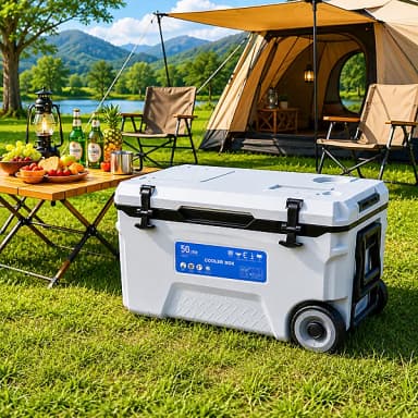 Heavy Duty Grey Camping Ice Cooler Box, 50 L w/ wheels and handle - £40.50 w/ new B&Q Club Signup (free c+c) - B&Q Club members - B&Q