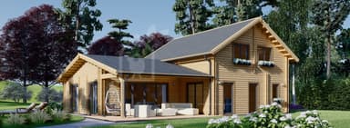 Log Cabin House DARLA (Insulated PLUS, 44 + 44 mm), 180 m2 Building Reg Friendly - Quick Garden