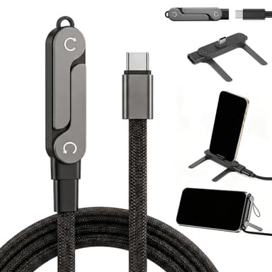 2-in-1 Detachable Invisible Holder Charger Cable with Stand | 240w Silicone Fast Charge Cable Phone Stand - Sold by NingkuiTech / FBA - Amazon