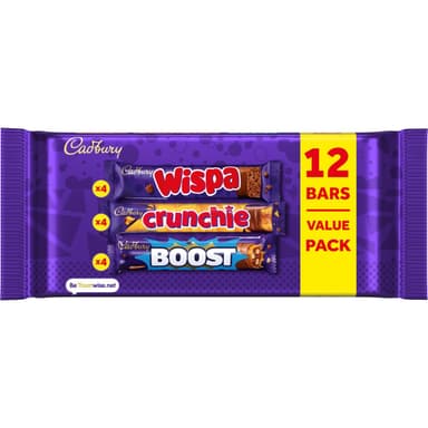 Cadbury Mixed Chocolate Bar Value Pack, 4 x Wispa, 4 x Crunchie & 4 x Boost Bar Multipack 347.2 g - S&S £3.80 / £3.40 - Amazon
