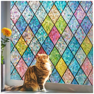 Beautysaid Rainbow Stained Glass Window Film Privacy Multicolour 44.5x200cm - Sold by Beautysaid Direct Store-UK / FBA - Amazon