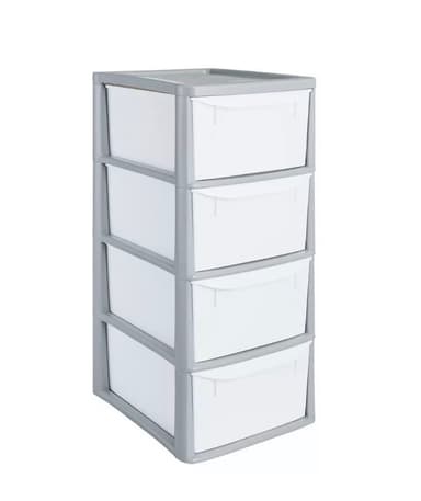 Argos Home 4 Drawer Plastic Storage Tower - Grey / Black or White - Free C&C - Argos