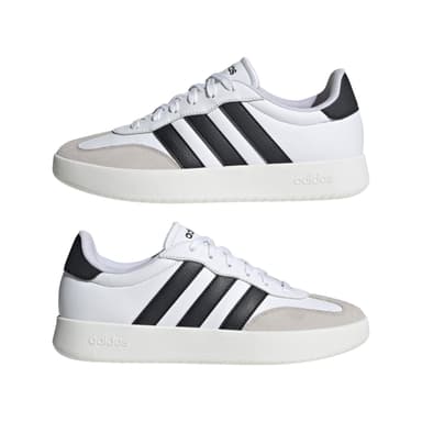 Adidas Barreda leather upper Shoes, white sports trainers with black grey - sizes 4 to 13.5 UK - Amazon