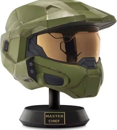 Halo Master Chief Deluxe Helmet with Stand - LED Lights on Each Side - Battle Damaged Paint - W/Voucher - Amazon