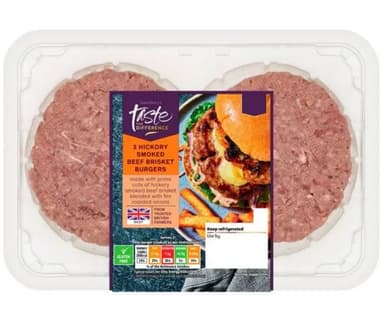 Sainsbury's 2 x Hickory Smoked Beef Brisket Burgers, Taste the Difference 340g - Nectar Price - Sainsbury's