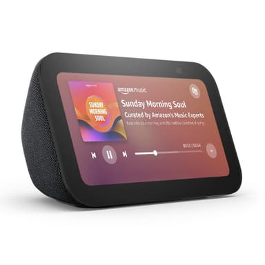 Echo Show 5 (Newest gen), Smart display and alarm clock with clearer sound, Charcoal, with Alexa+ Early Access - Amazon