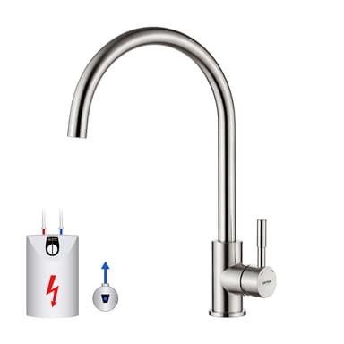 GRIFEMA G4008-98 Kitchen Sink Taps Mixer Low Pressure, Single Lever 360° Swivel High Spout for Kitchen Sink, Chrome, Silver - Amazon