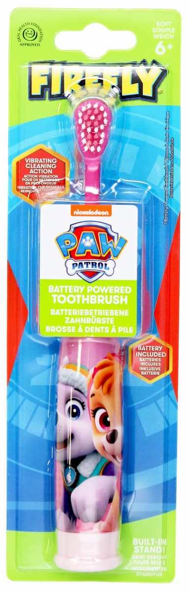 Firefly Paw Patrol Kids Battery Toothbrush Surprise Colour, soft bristles, small brush head, Paw Patrol design - Amazon