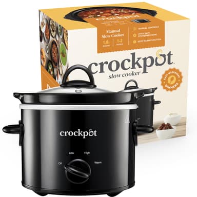 Crock-Pot Slow Cooker | Removable Easy-Clean Ceramic Bowl | 1.8 L Small Slow Cooker (Serves 1-2 People) | Energy Efficient | Black [CSC080] - Amazon