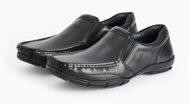 Mens Sole Comfort Black Leather Slip On Shoes Sizes 8-11 + Free C&C - Argos