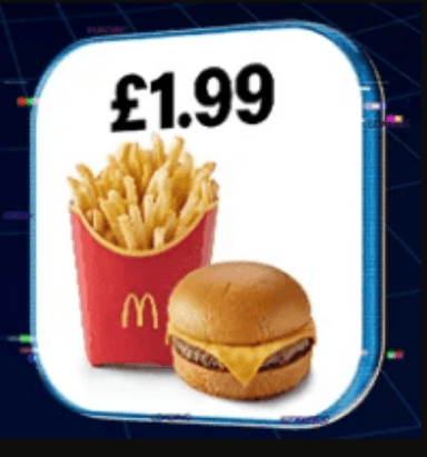 Cheeseburger + Medium Fries (11am - Midnight) / Sausage Sandwich + Hash Brown (5am to 11am) - Selected Account via app - McDonalds
