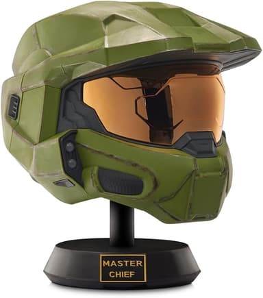 Halo Master Chief Deluxe Helmet with Stand - LED Lights on Each Side - Battle Damaged Paint - One Size Fits Most - w/ Voucher - Amazon