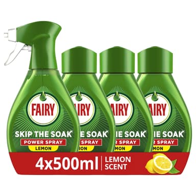 Fairy Skip the Soak Dish Power Spray Lemon Kit 1 Trigger + 4x500ml Refill - Amazon