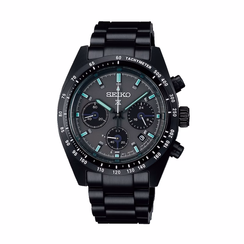 Seiko Prospex Black Series ‘Night Speedtimer’ Solar Chronograph Black Bracelet Watch - Ernest Jones