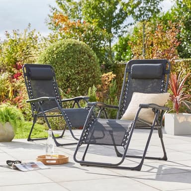 Helsinki Set of 2 Reclining Sun Lounger Chairs (free c+c) - Dunelm