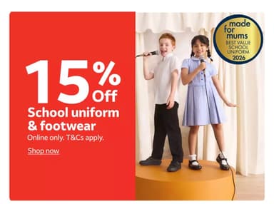 15% off School Uniform and Footwear (free C&C over £10) - Tu Clothing