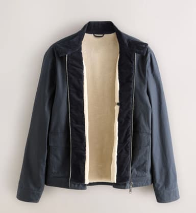 Borg Lined Shower Resistant Harrington Jacket, Navy - XS, L, 2XL / Red £28 - Sizes XS to 4XL - Free C&C - Next