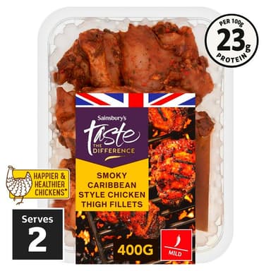 Sainsbury's Smoky Caribbean Style Chicken Thigh Fillets, Taste the Difference 400g -- Nectar Price - Sainsbury's
