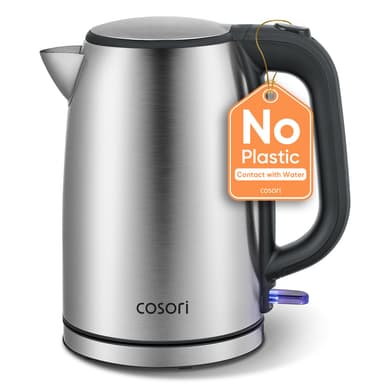 Cosori Kettle, Plastic-Free Water Contact, Brushed Stainless Steel, Sliver Electric Kettles, 3000W - Amazon