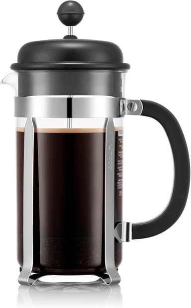 Bodum Caffettiera French Press Coffee Maker, 1L / 8 Cup Cafetière with Borosilicate Glass and Reusable Stainless-Steel Filter - Amazon