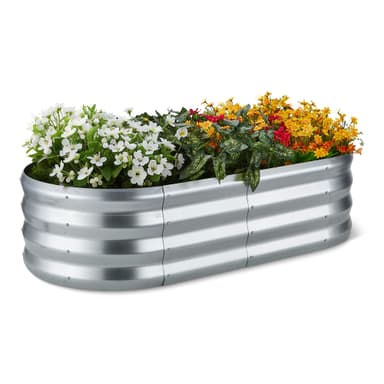 Amazon Basics Raised Garden Bed, Galvanised Steel Outdoor Planter Box, Open Base, 121.8 x 61 x 31.2 cm, 1-Pack, Silver - Amazon