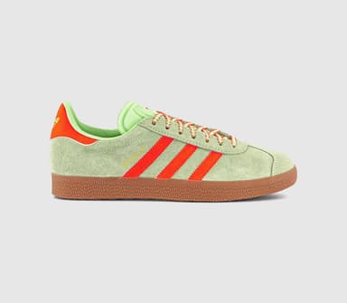adidas Gazelle Trainers Semi Green Spark Solar Orange Gum - Offspring