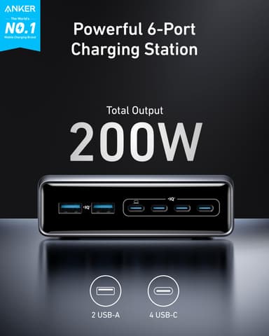 Anker Prime 200W 6-Port GaN Charging Station, Fast Charging USB C Charger - Sold by AnkerDirect UK / FBA - Amazon